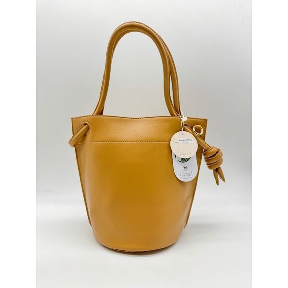 MELIE BIANCO Miriam vegan leather top handle bucket satchel crossbody - Tan - Picture 3 of 9